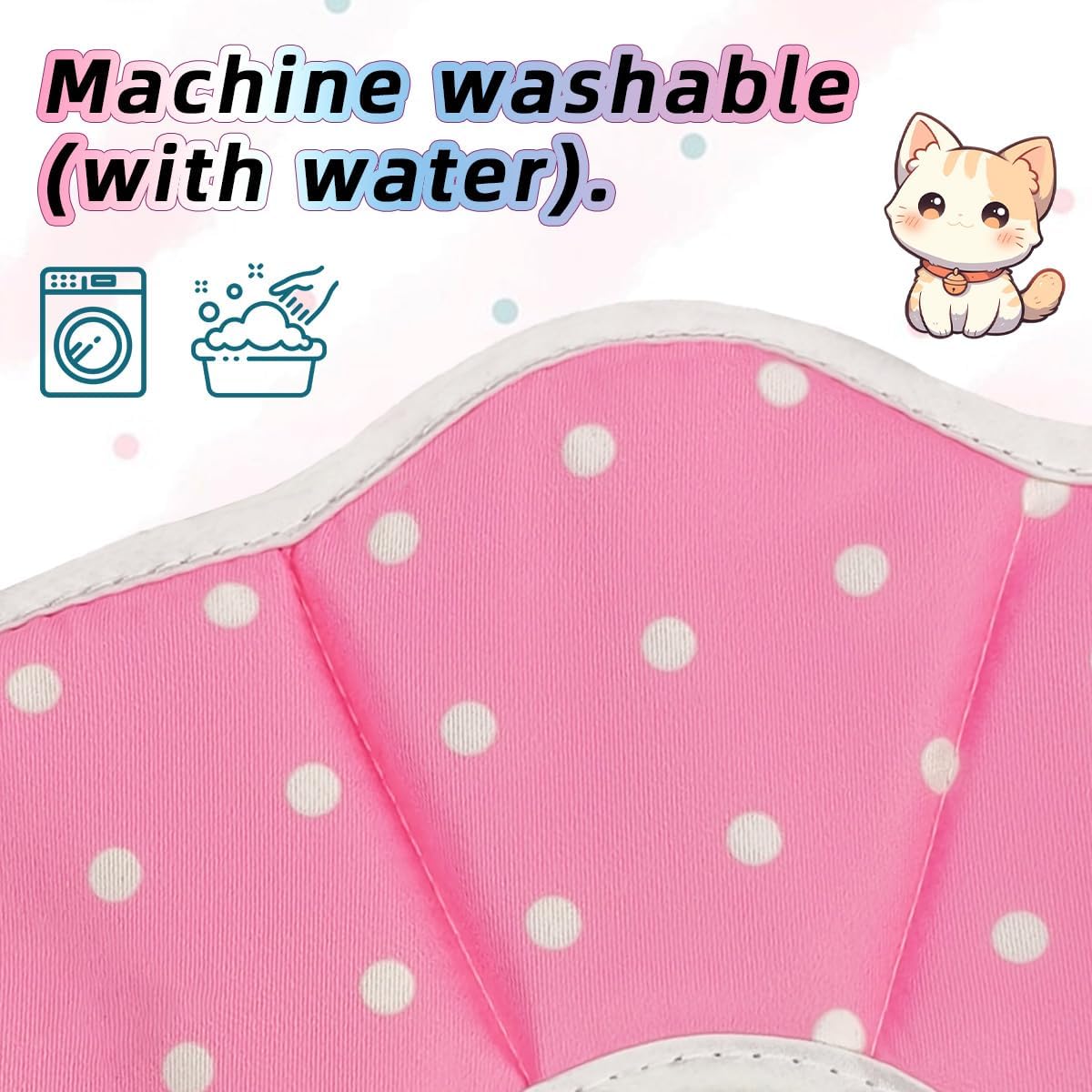 Lightweight pink plush donut protective pet recovery collar for large kittens side profile view