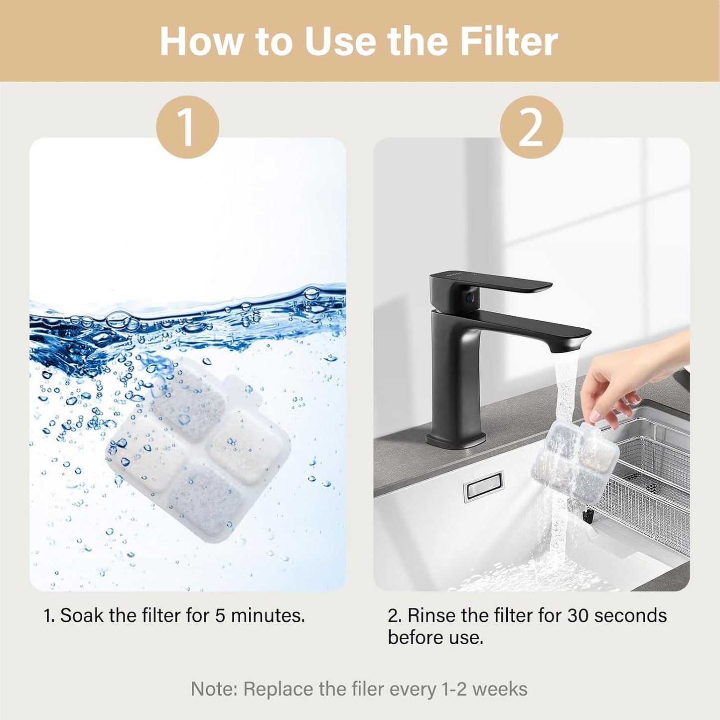 Close up of Oneisall compatible 6-layer fountain filter component