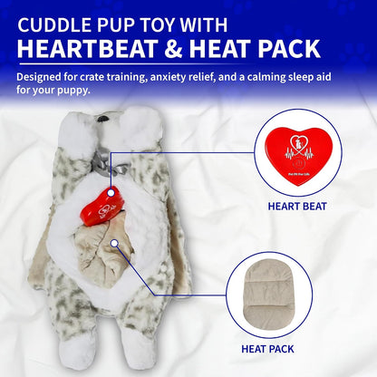 Pet Fit For Life cat anxiety plush toy displaying the internal pocket for the heartbeat simulator.