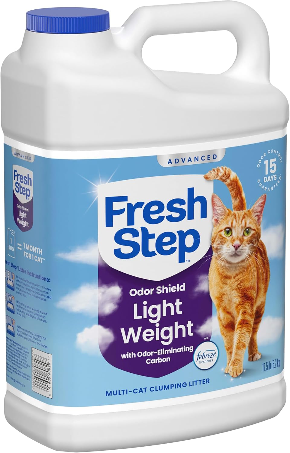 Fresh Step Advanced Odor Shield Light Weight Multi Cat Clumping Litter with Febreze Freshness, Ammonia Block Technology, 11.5 lb. Jug, Pack of 2 - Image 13