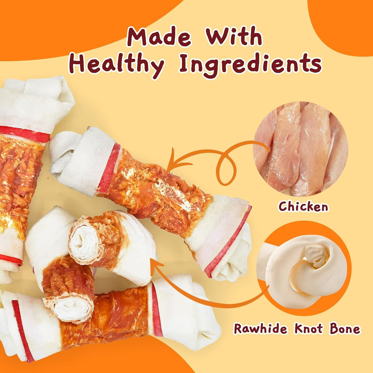 Real chicken wrapped beefhide bones for large dogs