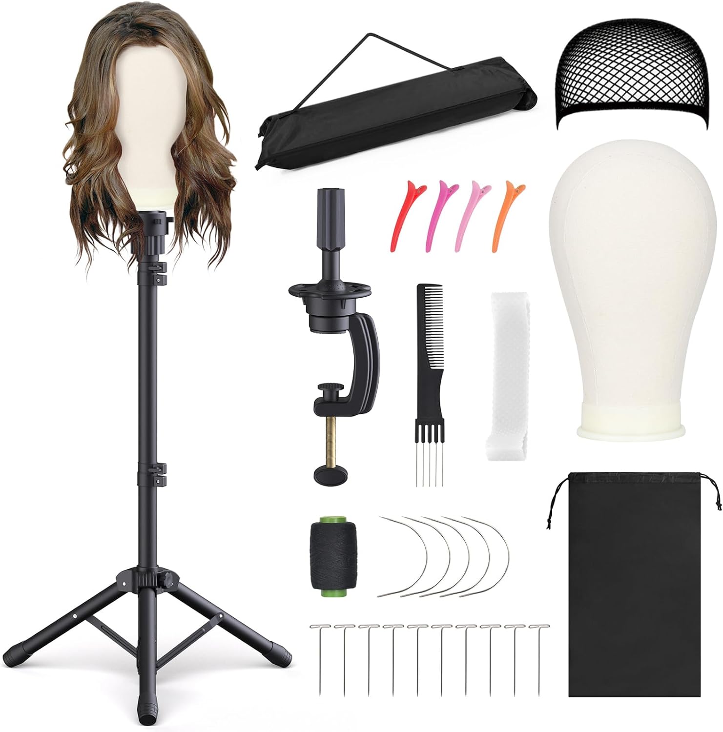 Relx reinforced wig stand with mannequin head front view