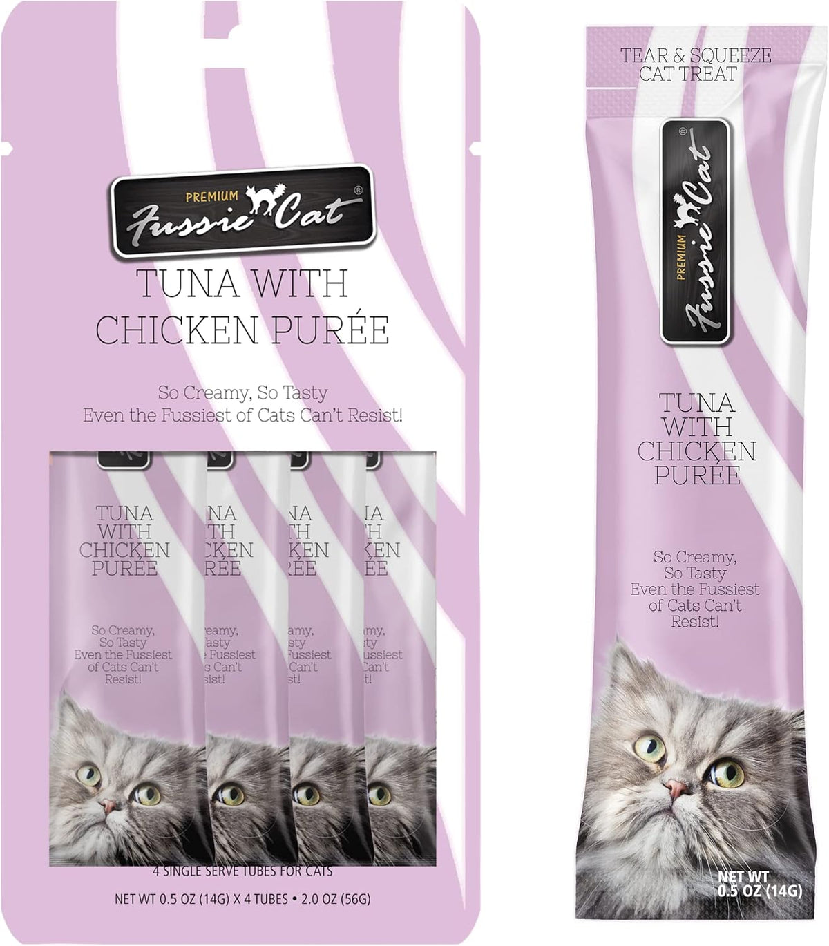 Fussie Cat lickable cat treats tube design details