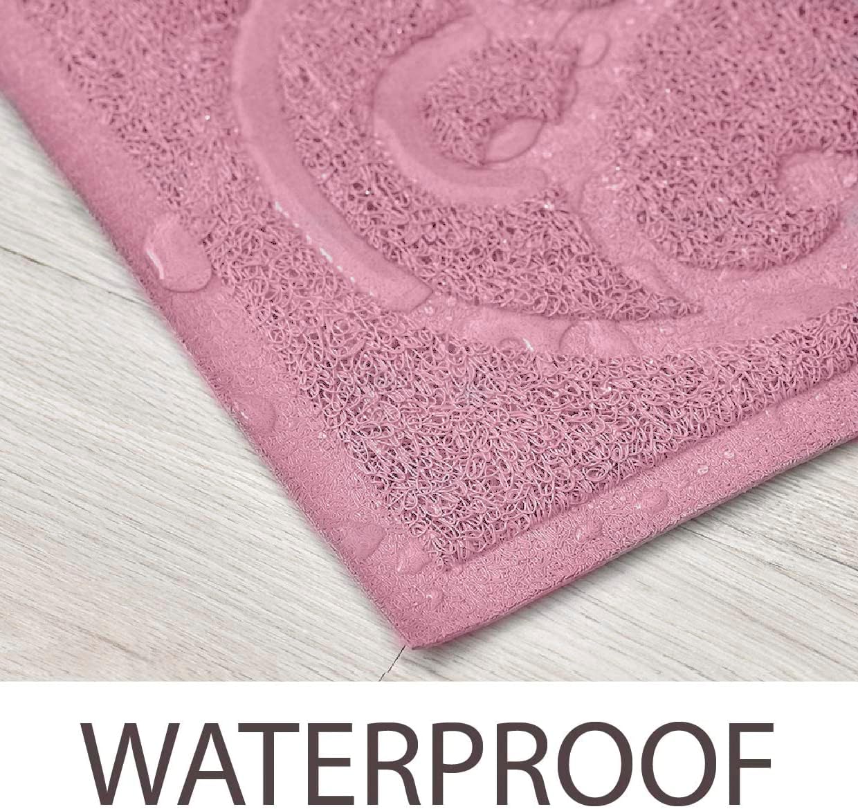 Waterproof non slip backing of the PetLike cat litter mat protecting hardwood floors.