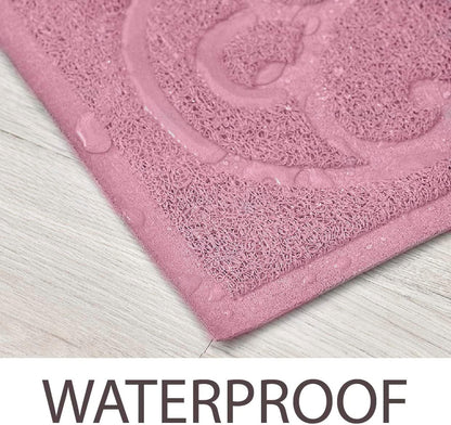 Waterproof non slip backing of the PetLike cat litter mat protecting hardwood floors.