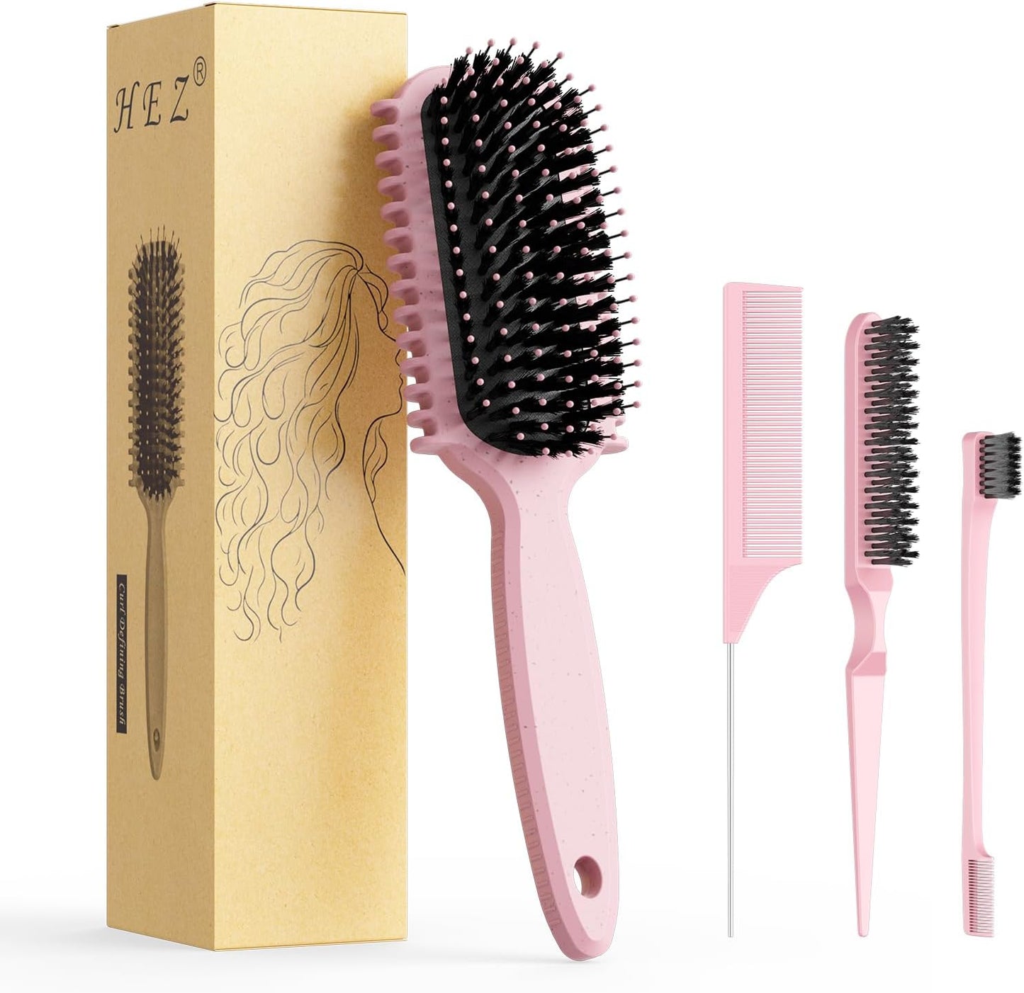 Hez Curl Defining Brush in pink front view