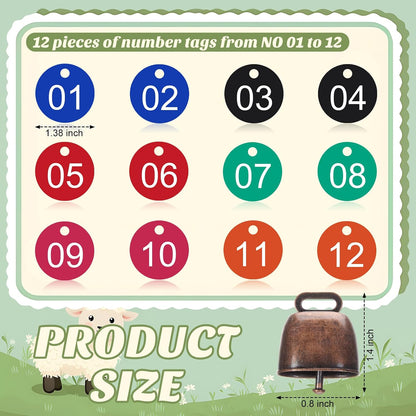 Foilswirl livestock tracking collar displaying the plastic identification number tags zero one to twelve.