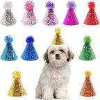 10 Pcs Dog Birthday Hat Set for Small Medium Dogs Cat Puppies, Mini Party Hat with Adjustable Headbands, Cute Pet Hat with Pompons for Birthday Christmas Party Decoration Accessories (Large 5 Inch) - Image 13