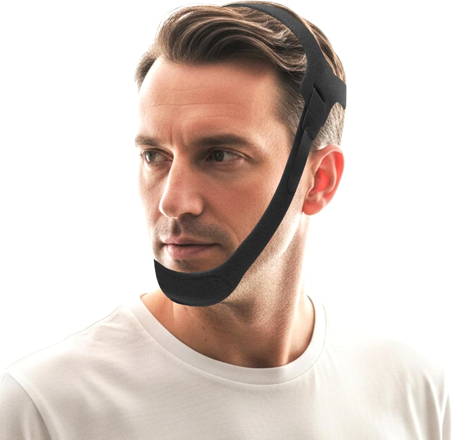 Auxhil chin strap for sleeping front view anti snoring device