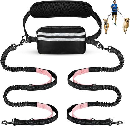 Hands Free Dog Leash, Double Dog Leash with Waist Bag, Back Brace, Double Padded Handles, Running Belt Fanny Pack with Phone, Treat, (Large, 26-120 lbs) - Image 11
