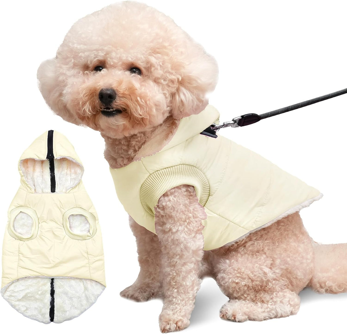 Vecomfy Fleece Lining Extra Warm Dog Hoodie in Winter,Small Dog Jacket Puppy Coats with Hooded,Red S - Image 15