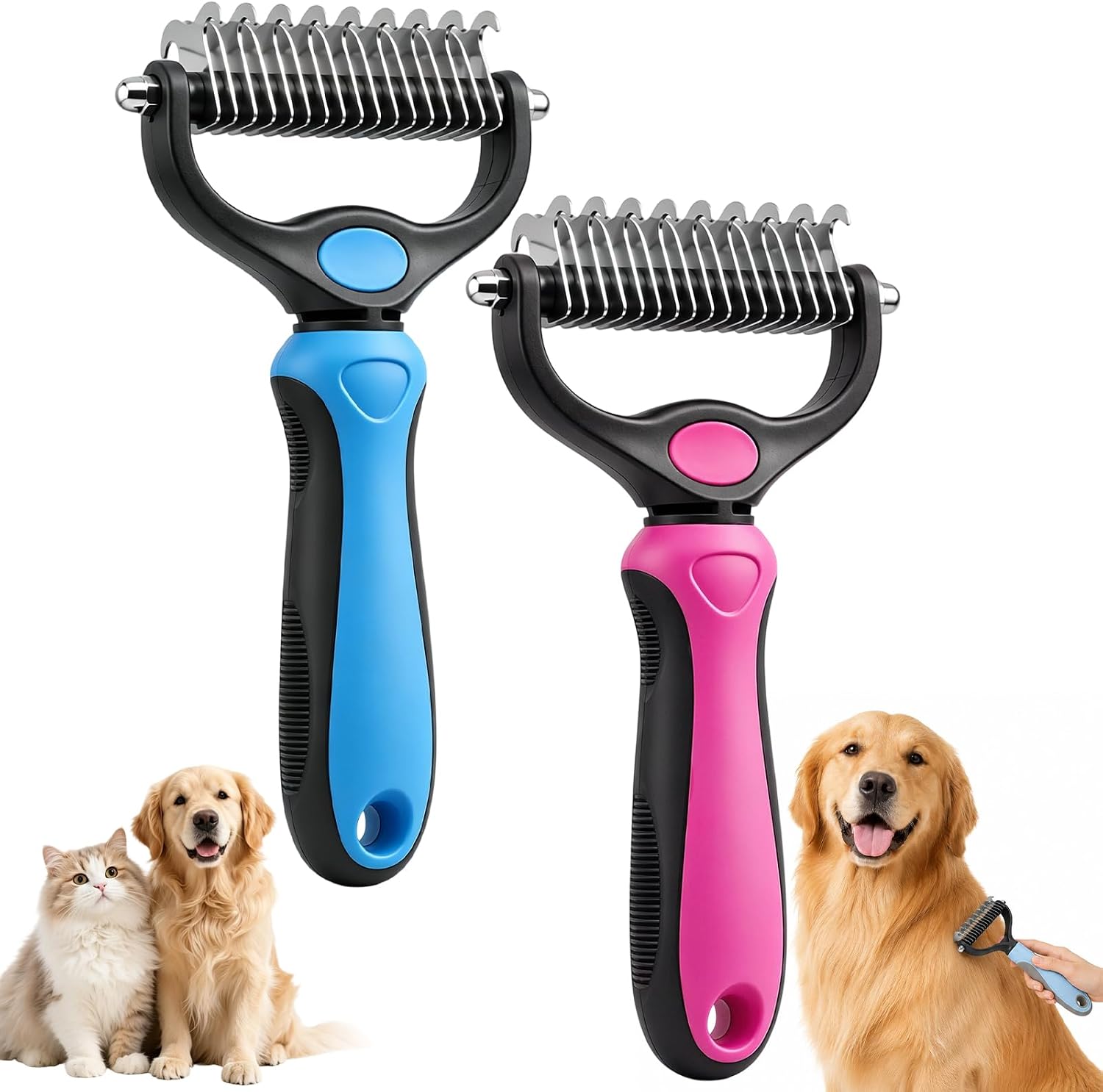 Deshedding Brush for Dogs and Cats,Undercoat Rake Pet Brush for Long Hair,Professional Deshedding Tool, Ideal For Medium Or Long Haired BreedsGrooming Tool for Thick Coats (Pink) - Image 9