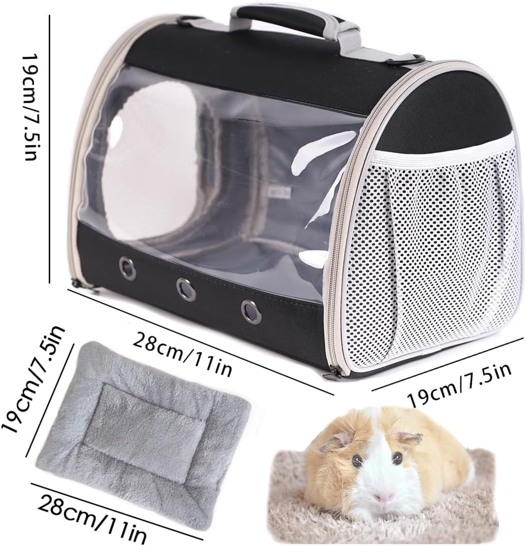 Bearded Dragon Travel Carrier Backpack,Lizard Backpack Carrier,Space Capsule Clear Bubble Window Astronaut Reptile Carrier Backpack for Guinea Pig,Sugar Glider,Bunny (Black, TPU Carrier+MAT) - Image 3