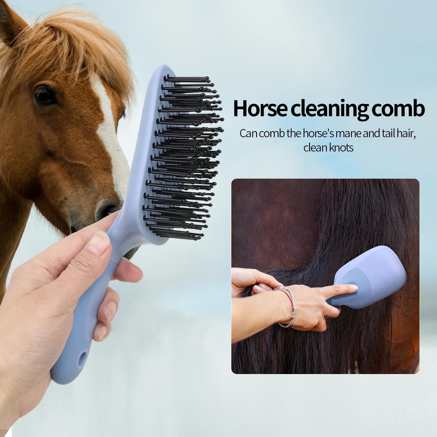 Histotree blue mane brush for equine grooming