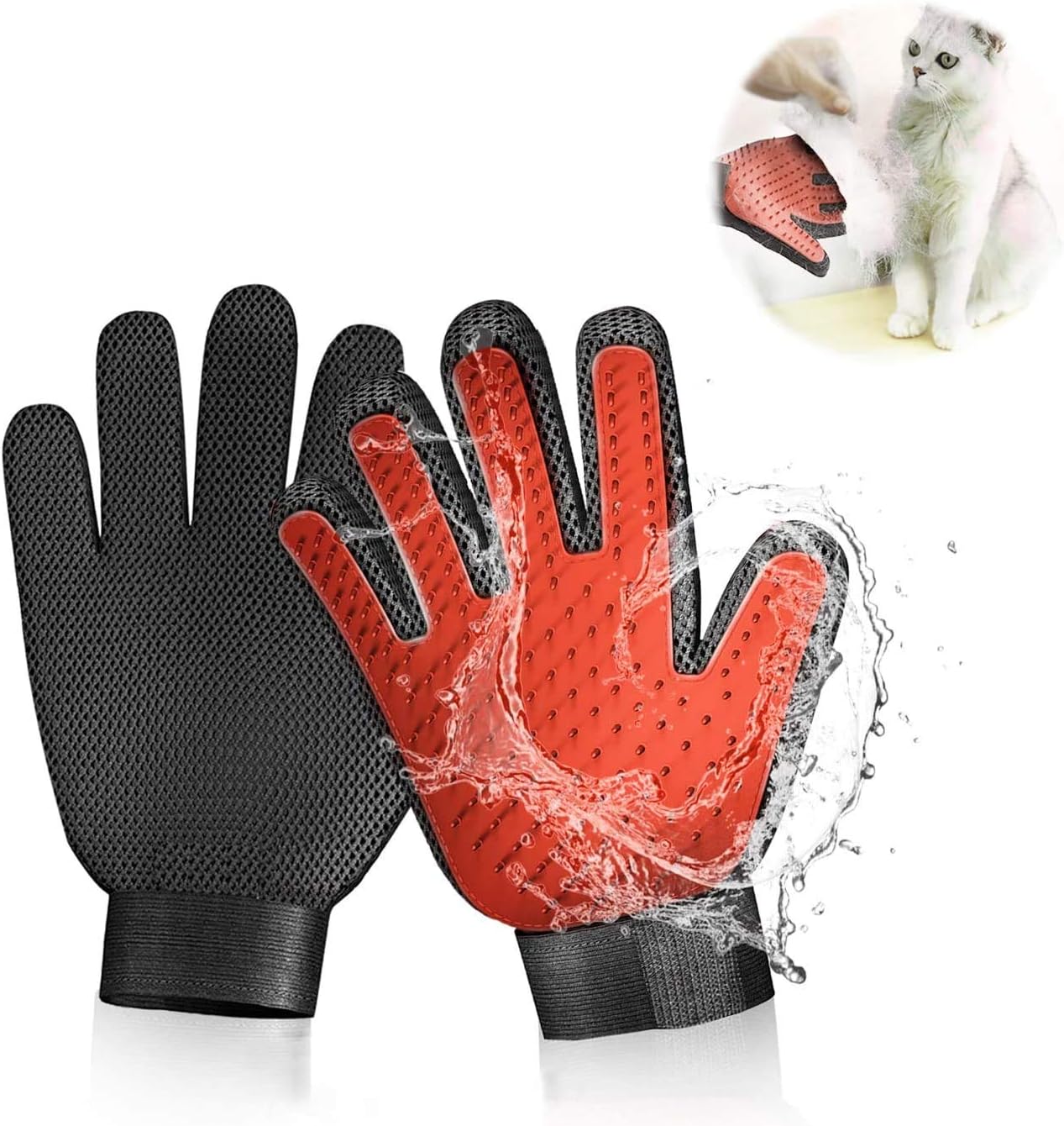 Five-finger design showing flexibility of pet grooming glove