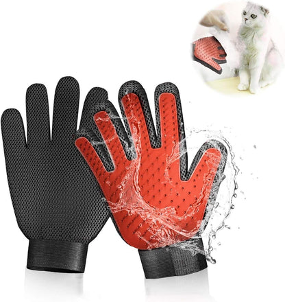 Five-finger design showing flexibility of pet grooming glove