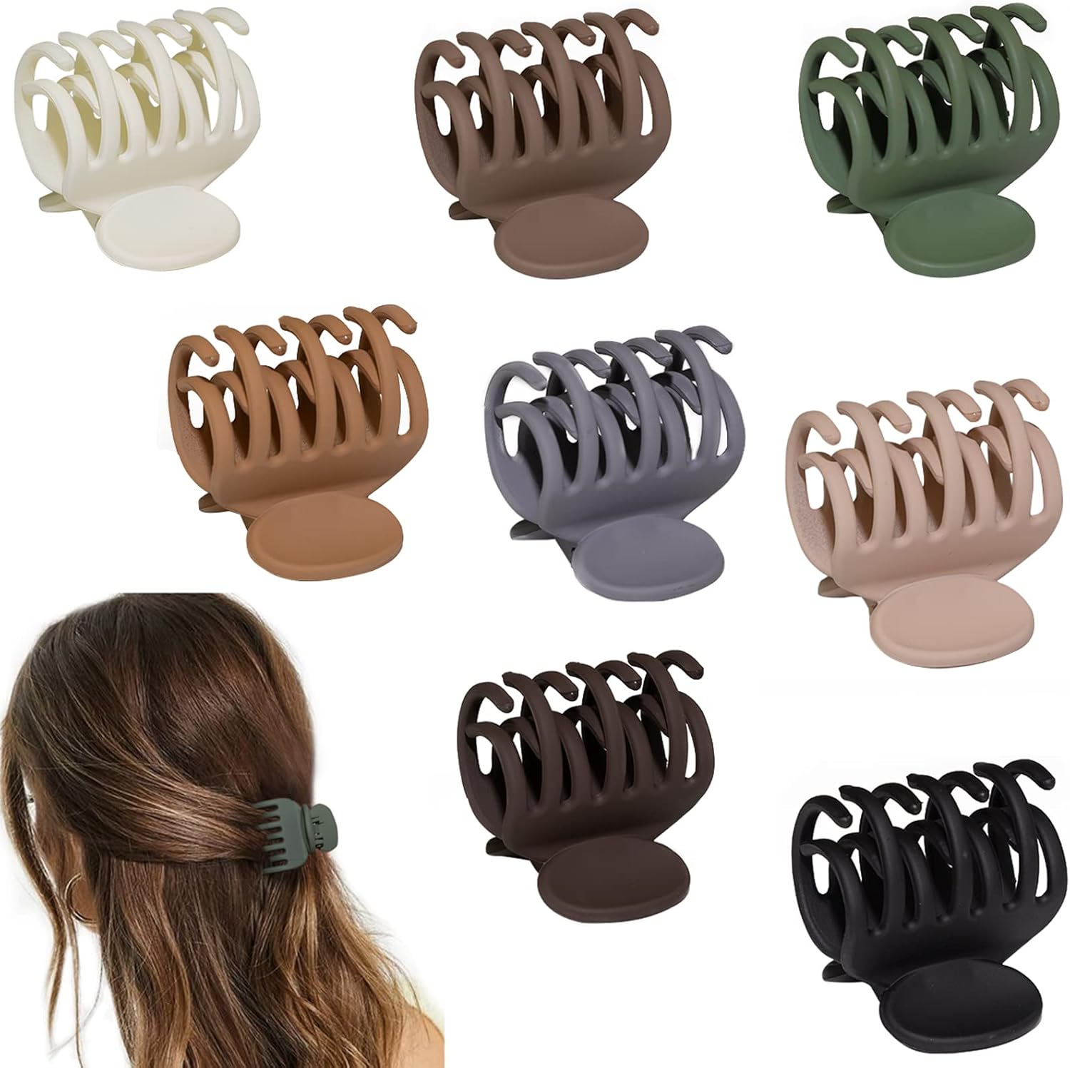 FAMEZA matte small double row teeth hair clips front view showing non slip jaw clamp structure.