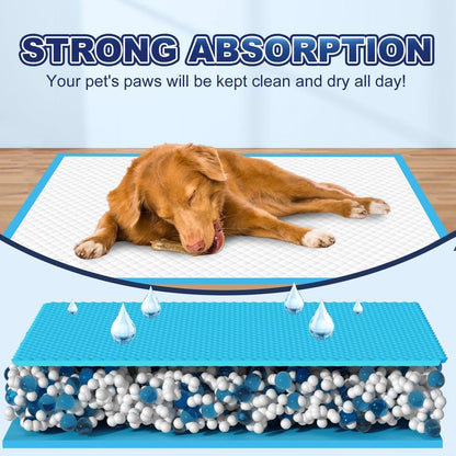 Close up view of the quick dry texture and leak proof backing on the pet pad.