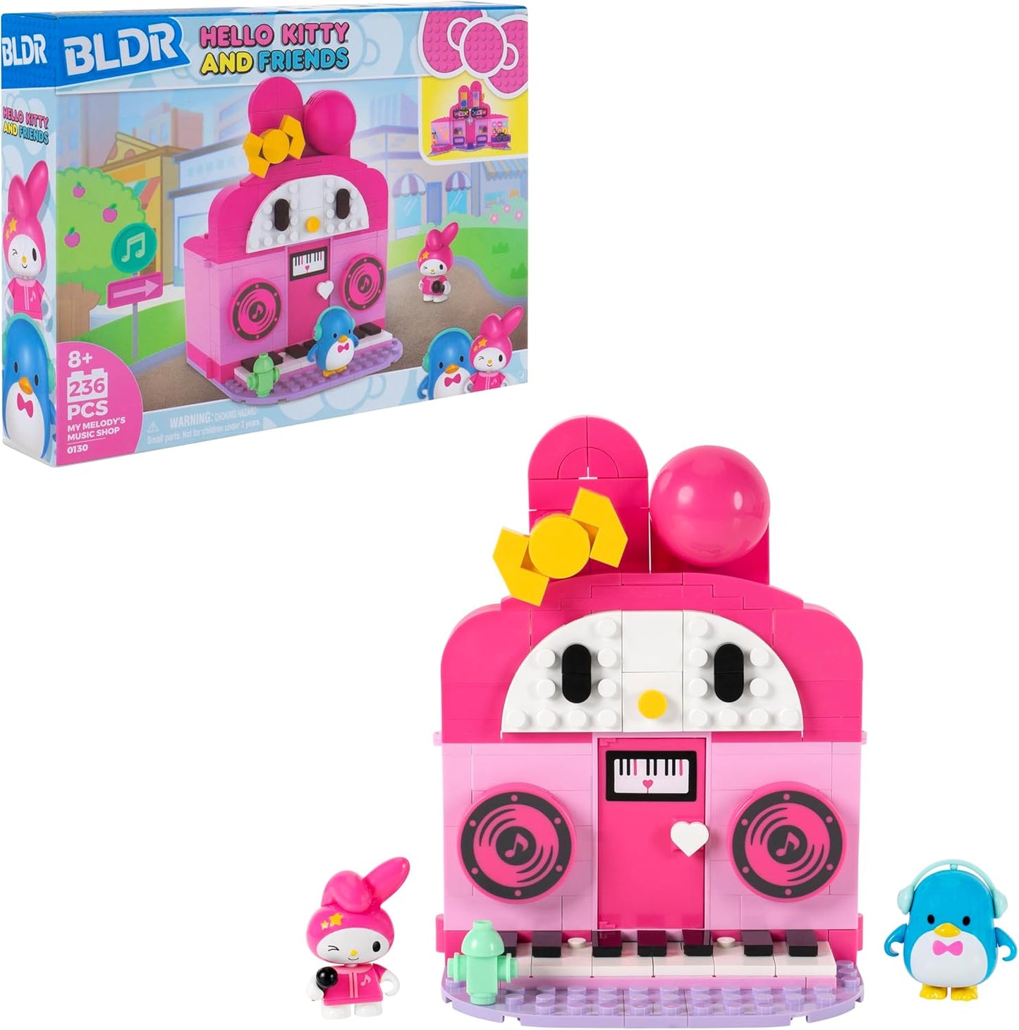 BLDR Hello Kitty and Friends My Melody Music Shop Building Set packaging front view