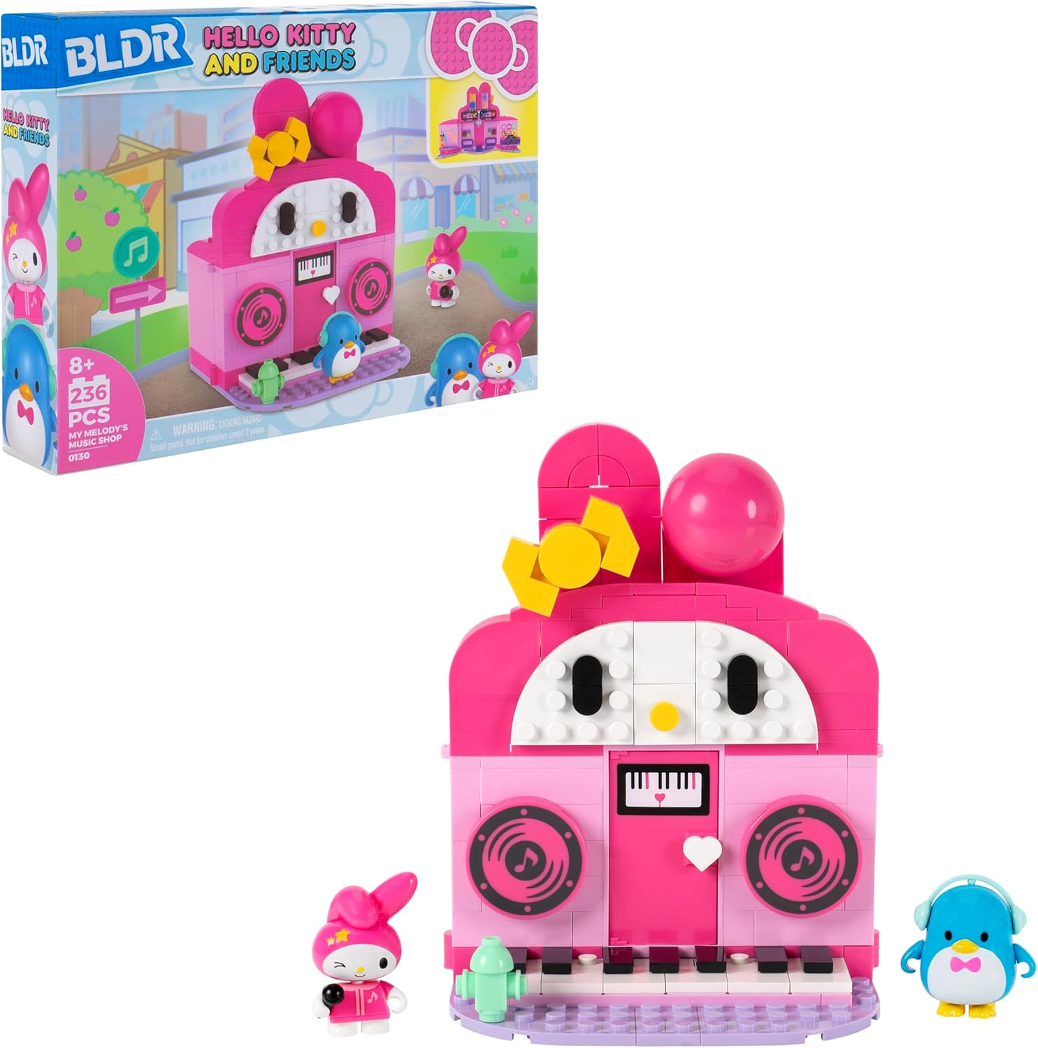 BLDR Hello Kitty and Friends My Melody Music Shop Building Set packaging front view