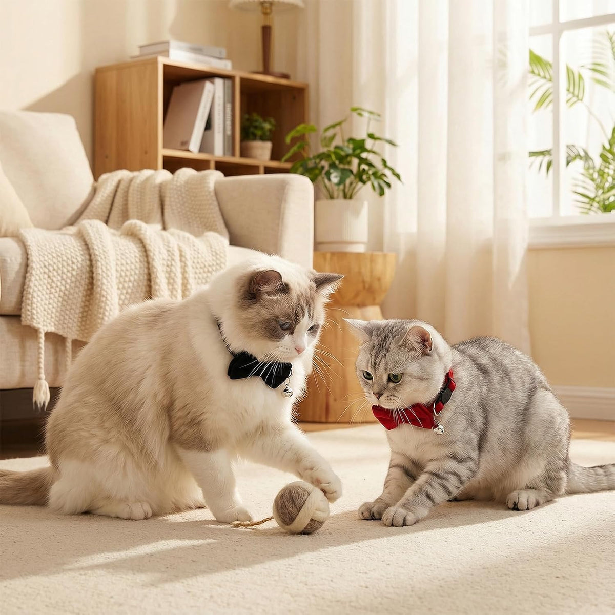 ECNHIVE plush pet bowtie neck belt showing skin friendly material details up close