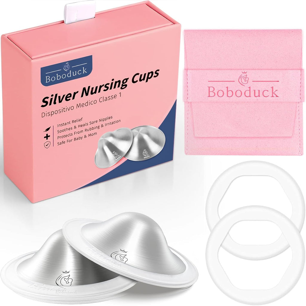Boboduck 999 silver nipple covers set front view