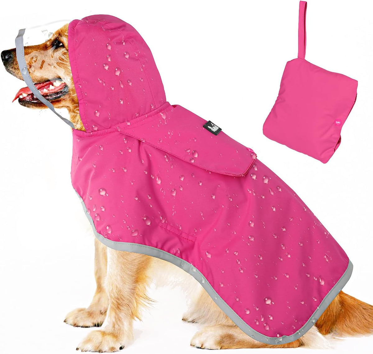 Lukovee Dog Raincoat, Adjustable Dog Rain Jacket with Clear Hooded Double Layer for Large Medium Small Dogs Puppies, Waterproof Rain Coat Poncho with Reflective Storage Pocket & Rim (Yellow, L) - Image 10