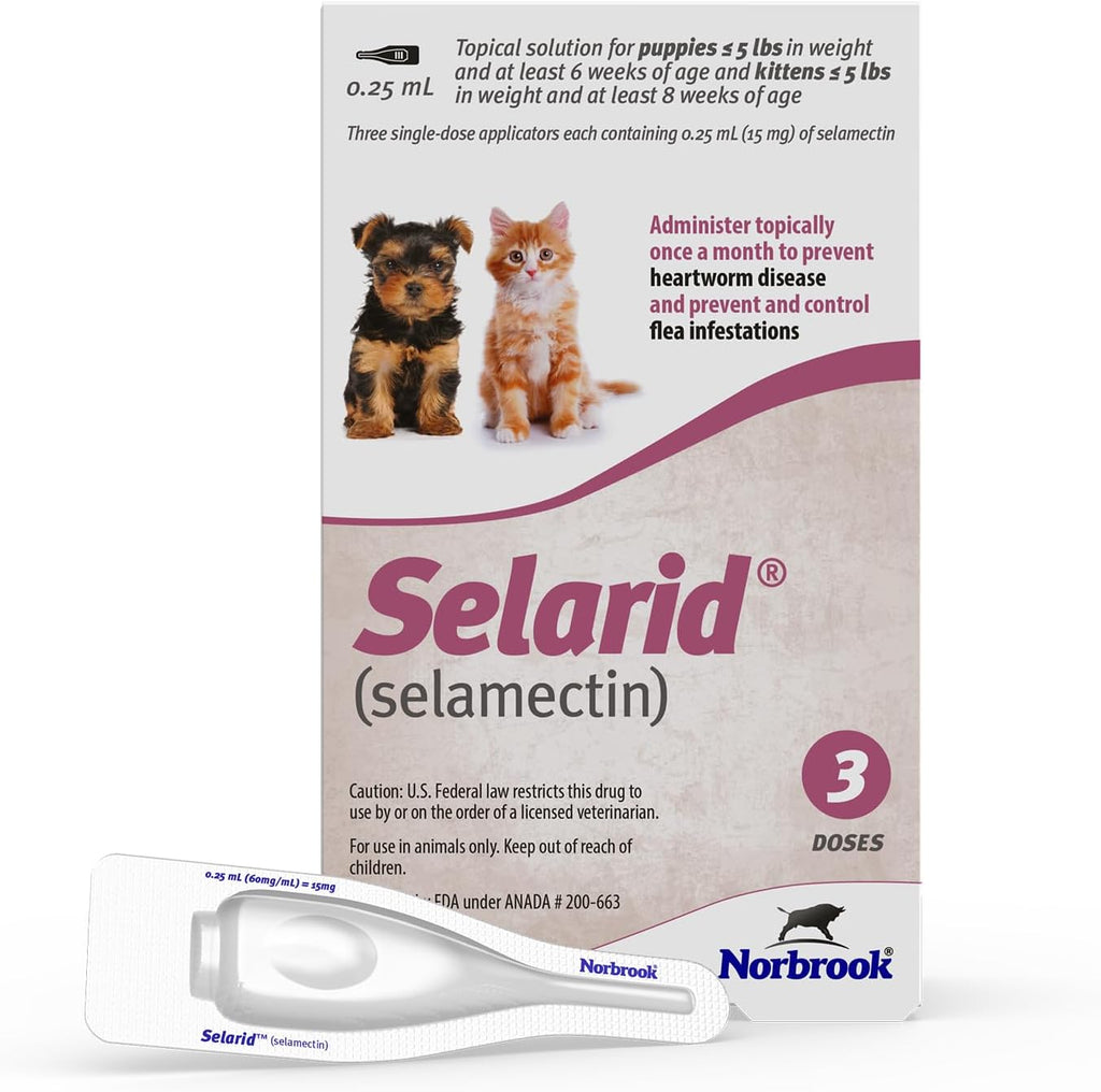 Selarid selamectin topical solution for small puppies and kittens front view