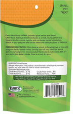 Exotic Nutrition 8 Ounce package next to pet food bowl