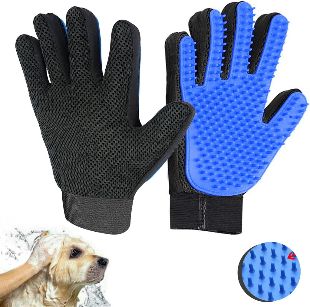 Masox blue pet grooming glove front view
