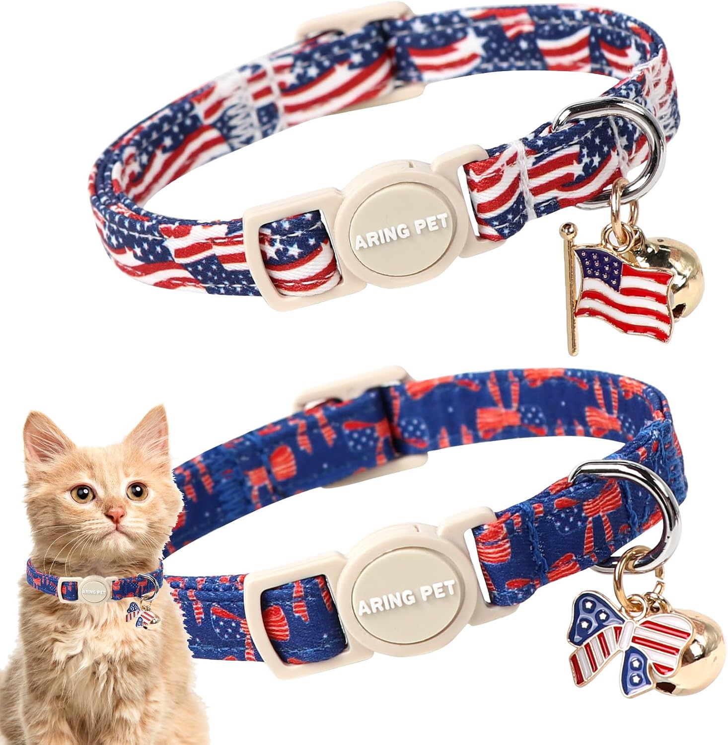 ARING PET 2 Pack Cat Collars-Cute Breakaway Cat Collar with Bell & Pendant, Adjustable Christmas Kitten Collars with Safety Buckle for Girl and Boy Cats - Image 14