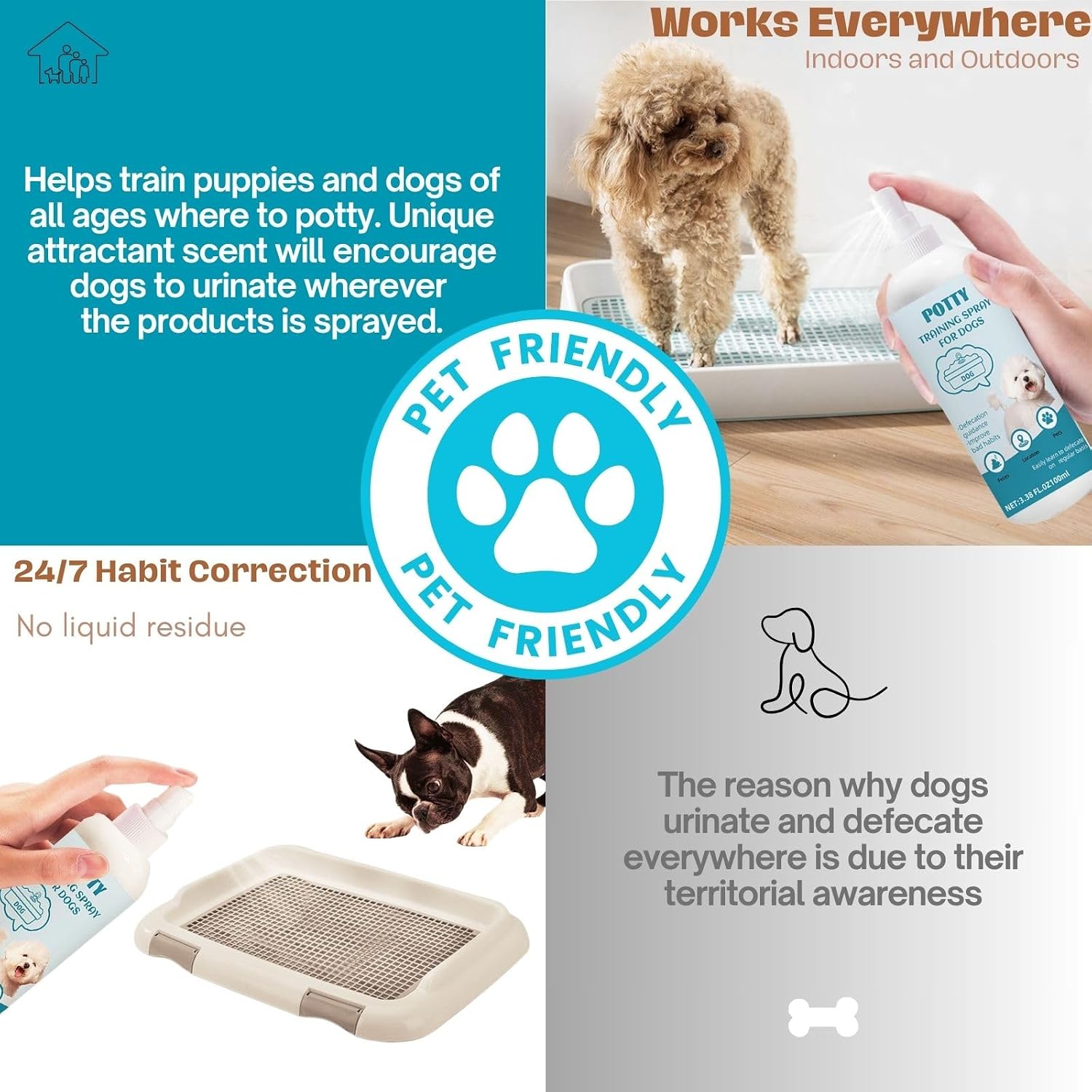 Puppy and adult dog toilet training spray bottle