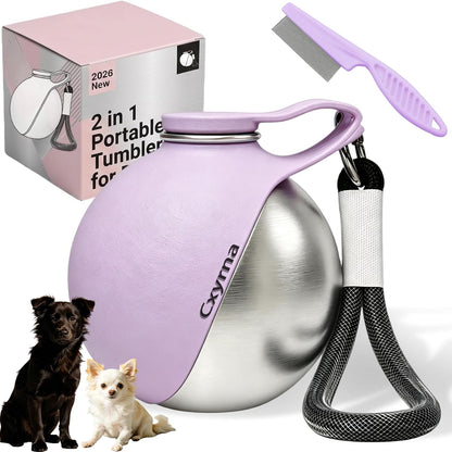 2 in 1 Portable Tumbler for Dogs, 2026 New 10Oz Stainless Steel Dog Water Bottle with Silicone Foldable Bowl, Leak-Proof 2 in 1 Portable Small Dog Water Bottle for Walking, Hiking & Travel (10Oz-Blue) - Image 9