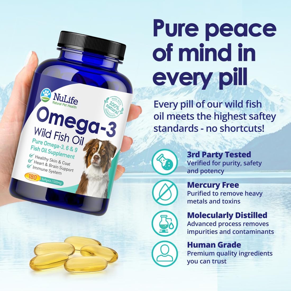 Authentic USA imported dog fish oil softgels for dry itchy skin