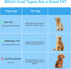 Depets pet brush shown grooming a dog with long undercoat fur