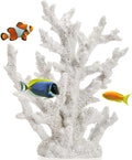 TOPZEA artificial white coral ornament front view for realistic aquarium decoration.