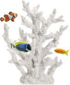 TOPZEA artificial white coral ornament front view for realistic aquarium decoration.