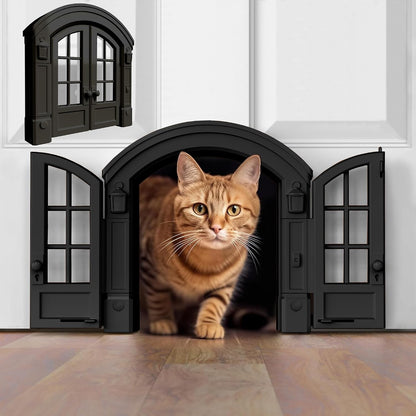 Purrfect Portal French(R) Cat Door - Stylish No-Flap Cat Door Interior Door for Average-Sized Cats Up to 20 lbs, Easy DIY Setup, Secured Installation in Minutes, No Training Needed, 7.13 x 8.32" - Image 9