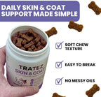 Tratez ninety count dog coat health supplement bottle