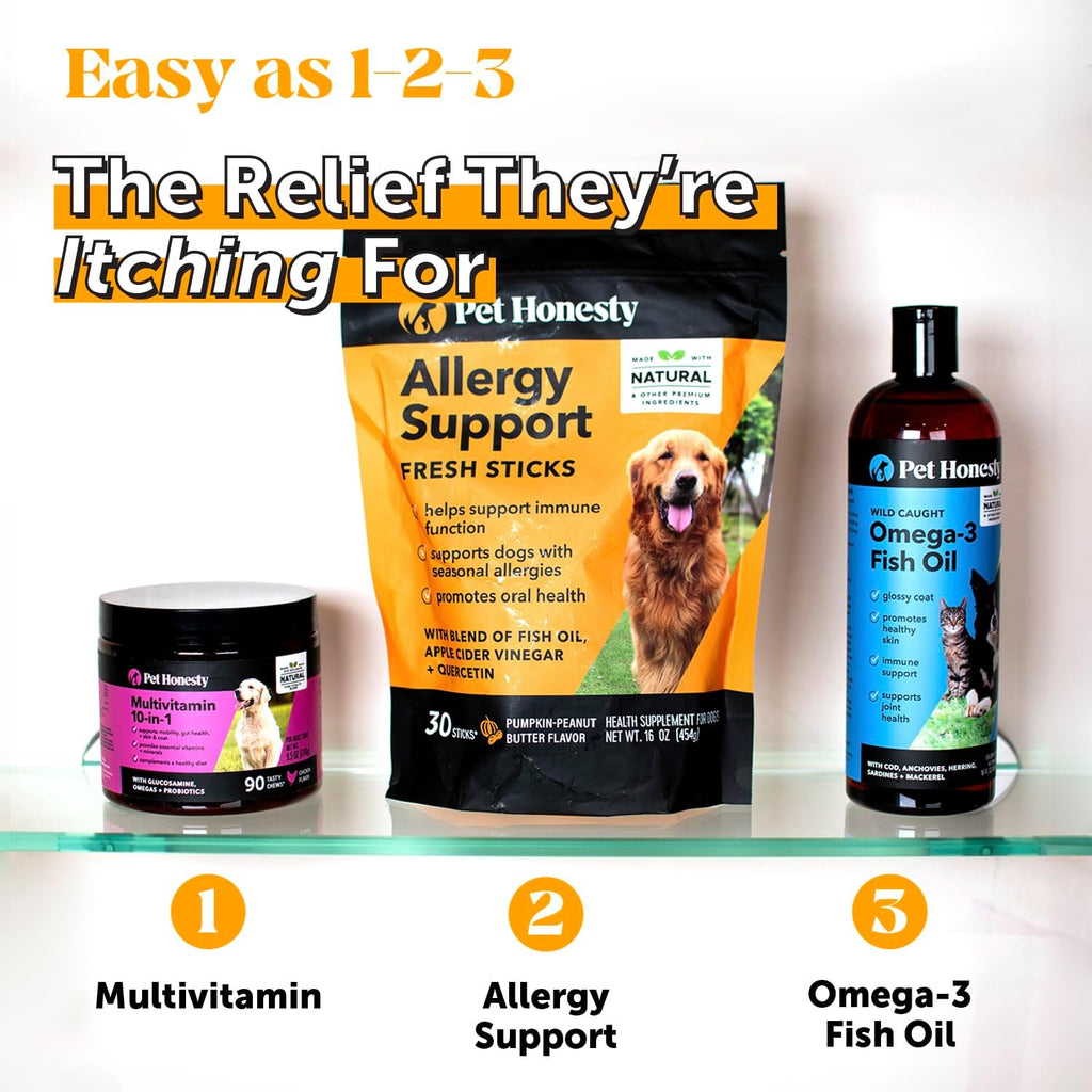 Dog enjoying Pet Honesty pumpkin peanut butter dental sticks