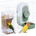 Lemtrflo no mess bird feeder water dispenser front view pet cage accessory.