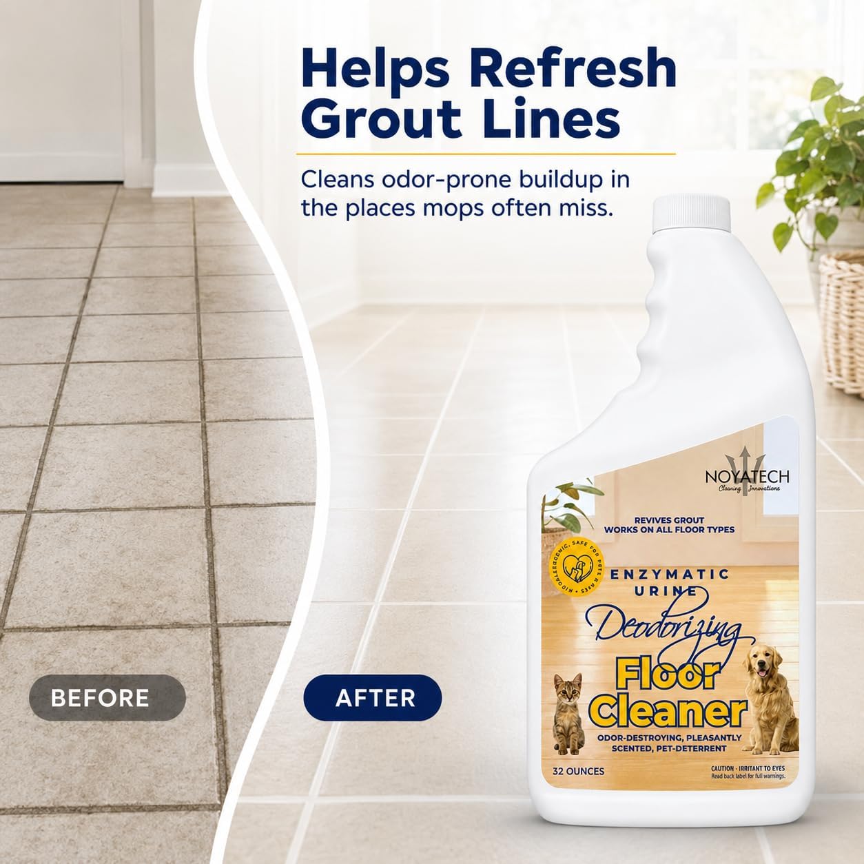 Clean floor surface after using Noyatech enzyme cleaner
