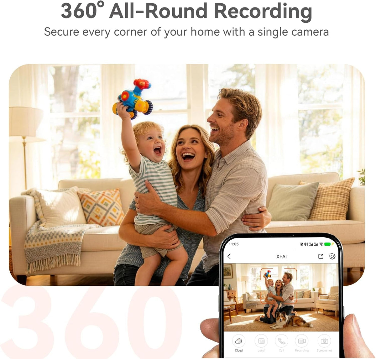 Smart pet and baby monitor interface on mobile app
