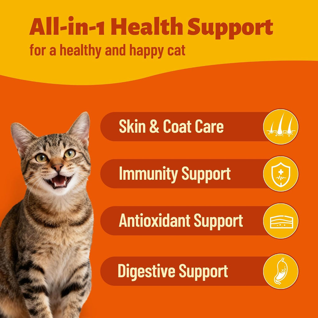 Authentic USA imported Multibites cat supplement jar with omega 3 for shiny fur