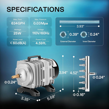 VIVOSUN aquarium air pump aluminum alloy casing details