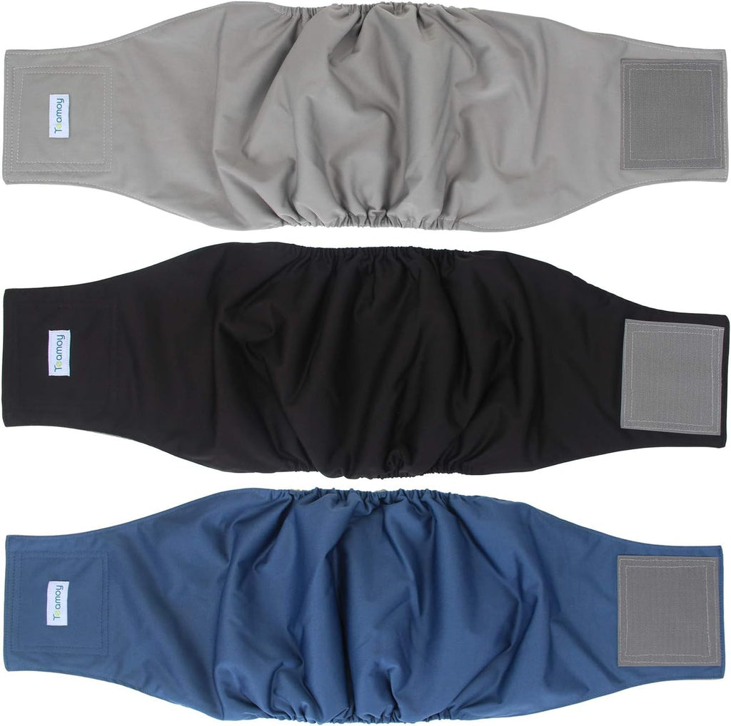 Teamoy Reusable Wrap Diapers for Male Dogs, Washable Puppy Belly Band Pack of 3 (M, 13"-16" Waist, Black+ Gray+ Lake Blue) - Image 12