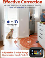 MIMOFPET indoor invisible fence transmitter being hung by its convenient lanyard near a kitchen counter.
