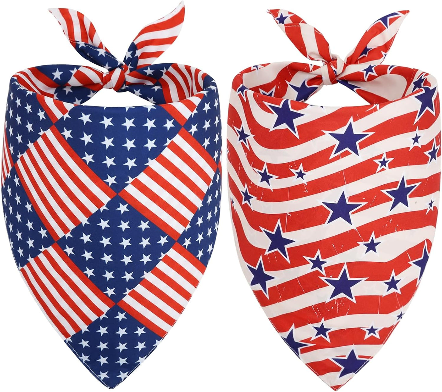 Vivifying 4th of July Dog Bandana, 2 Pack Triangle Pet Scarves with Double-Sided Independence Day Designs, Polyester Memorial Day Pet Bibs for Small, Medium & Large Dogs (Large, American Flag & Star) - Image 9
