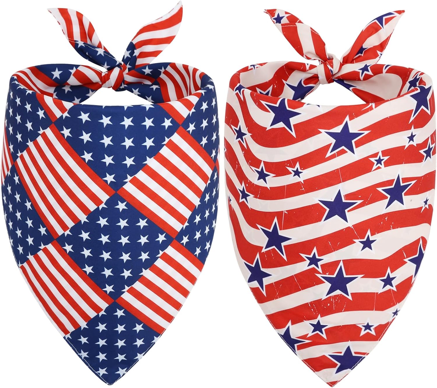 Vivifying 4th of July Dog Bandana, 2 Pack Triangle Pet Scarves with Double-Sided Independence Day Designs, Polyester Memorial Day Pet Bibs for Small, Medium & Large Dogs (Large, American Flag & Star) - Image 9