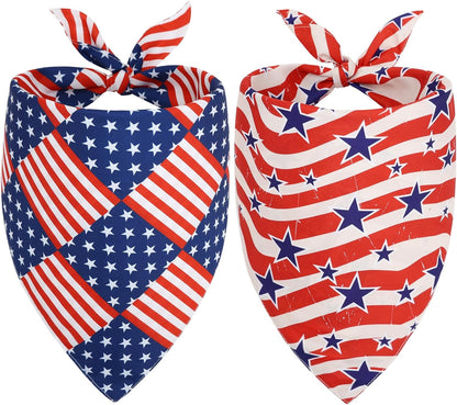 Vivifying 4th of July Dog Bandana, 2 Pack Triangle Pet Scarves with Double-Sided Independence Day Designs, Polyester Memorial Day Pet Bibs for Small, Medium & Large Dogs (Large, American Flag & Star) - Image 9